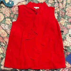 Calvin Klein ruffled button up sleeveless blouse